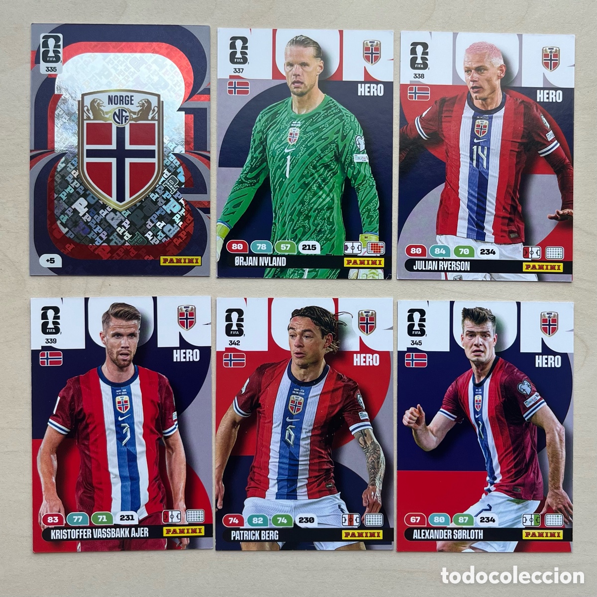 Cromos de f&uacute;tbol: Lote 6 cartas Noruega Adrenalyn XL Mundial 2026