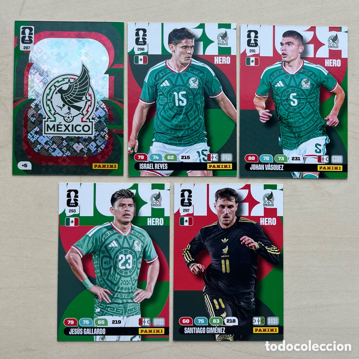 Cromos de f&uacute;tbol: Lote 5 cartas M&eacute;xico Adrenalyn XL Mundial 2026