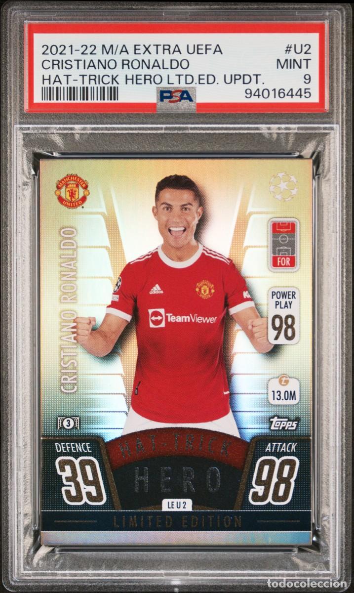 Cromos de f&uacute;tbol: Cristiano Ronaldo #U2 Manchester United Topps Match Attax E.Limitada 21 22 PSA 9