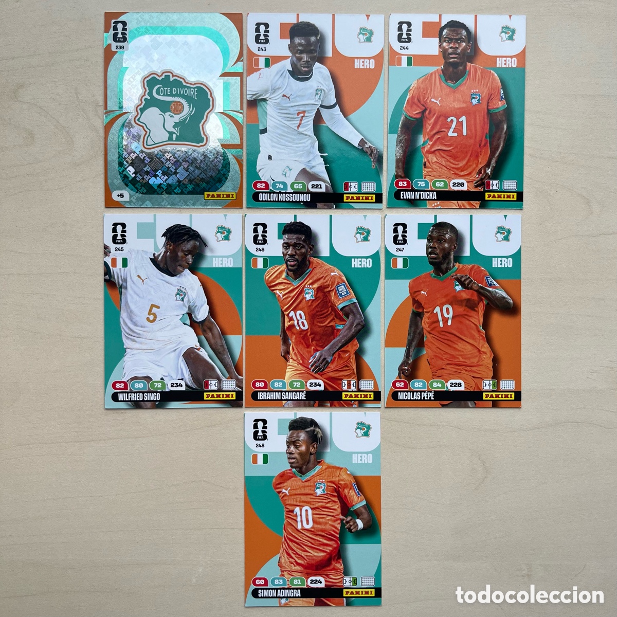 Cromos de f&uacute;tbol: Lote 7 cartas Cote D&rsquo;Ivore Adrenalyn XL Mundial 2026