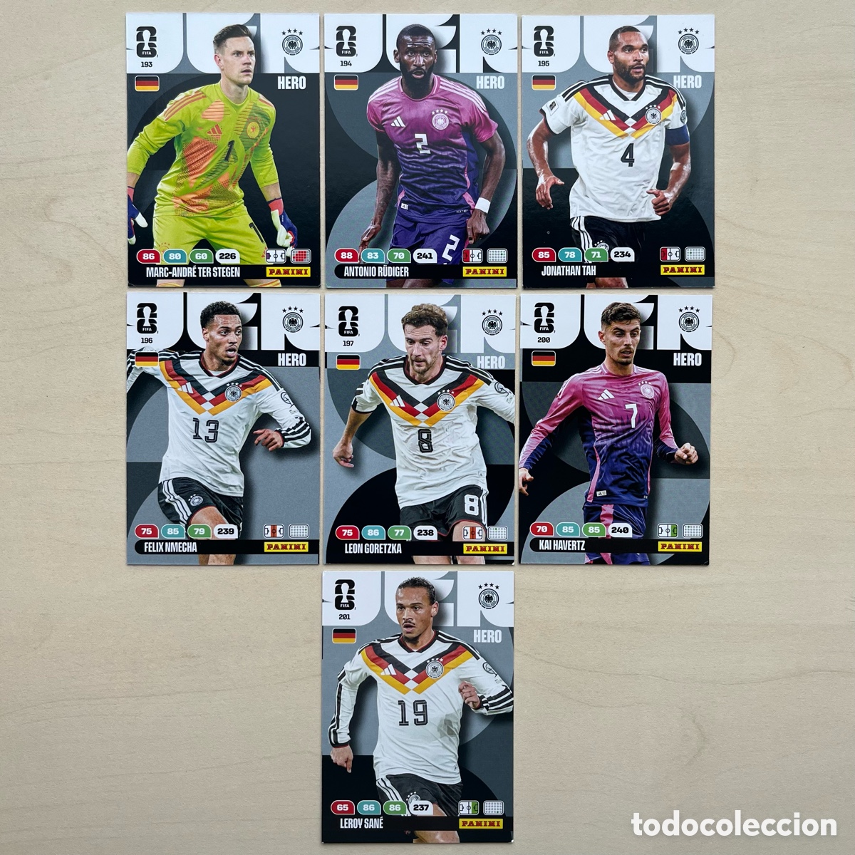Cromos de f&uacute;tbol: Lote 7 cartas Alemania Adrenalyn XL Mundial 2026