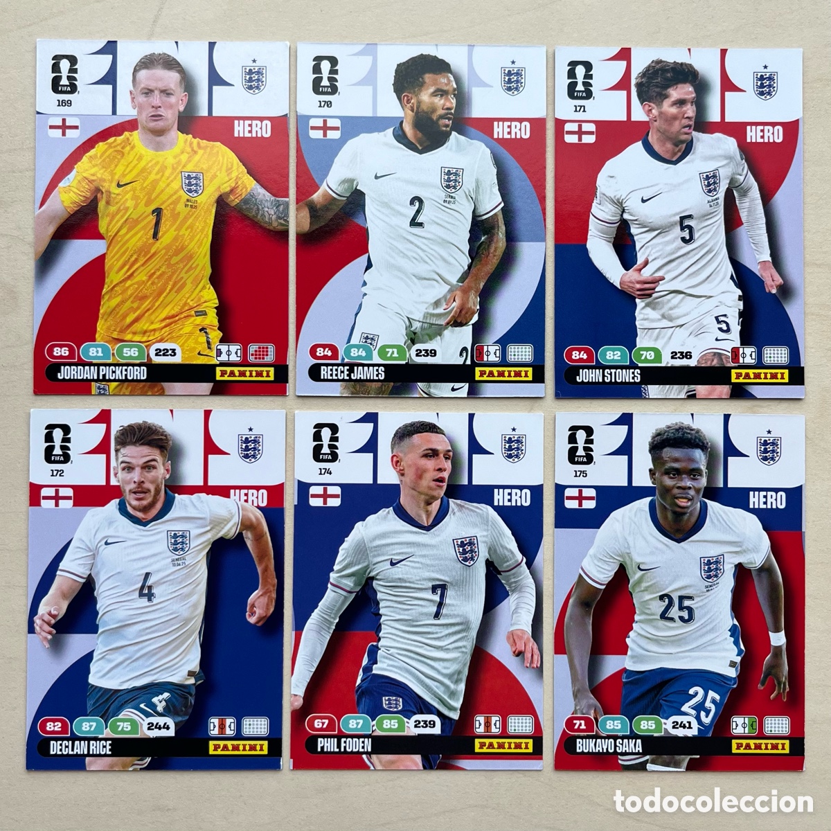 Cromos de f&uacute;tbol: Lote 6 cartas Inglaterra Adrenalyn XL Mundial 2026