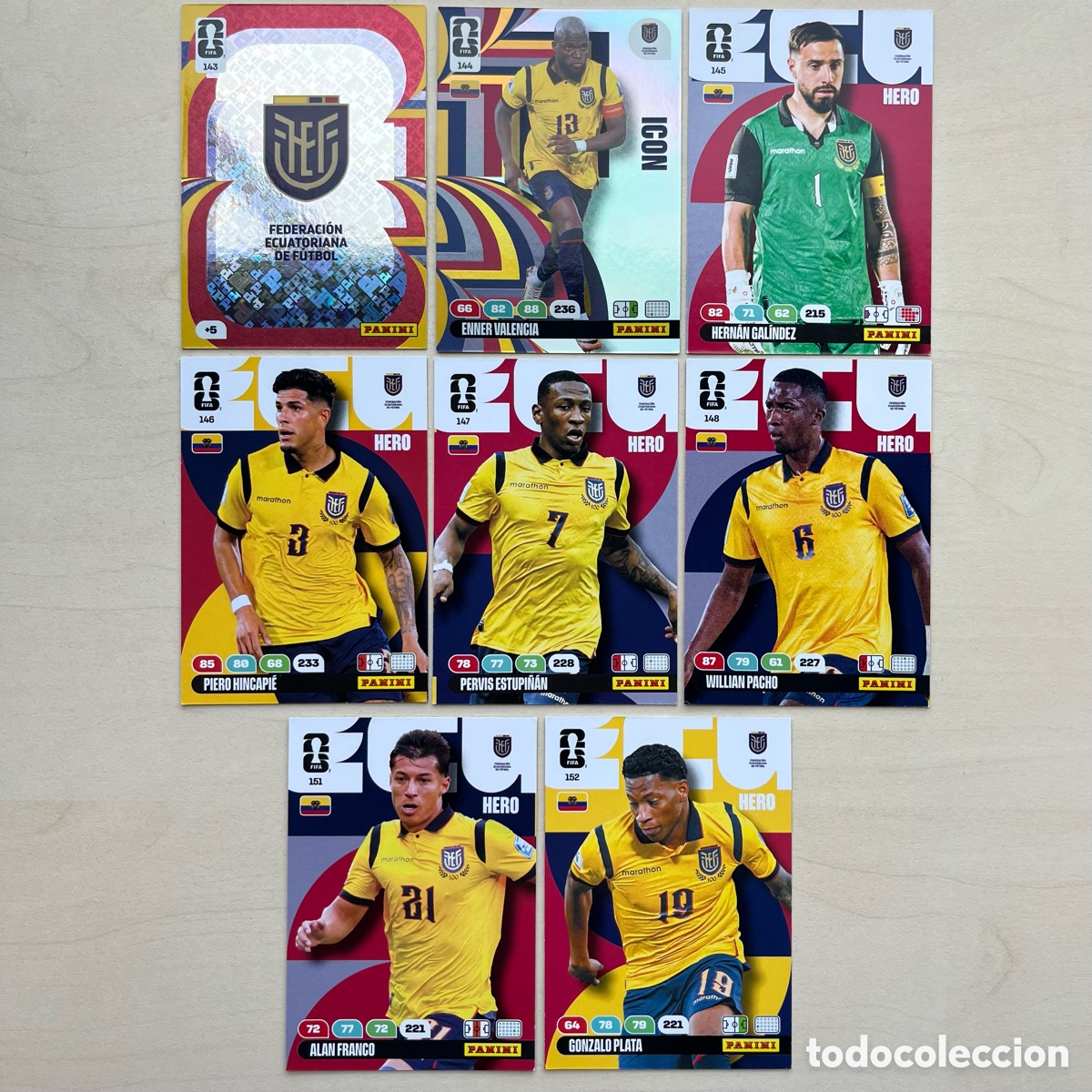Cromos de f&uacute;tbol: Lote 8 cartas Ecuador Adrenalyn XL Mundial 2026