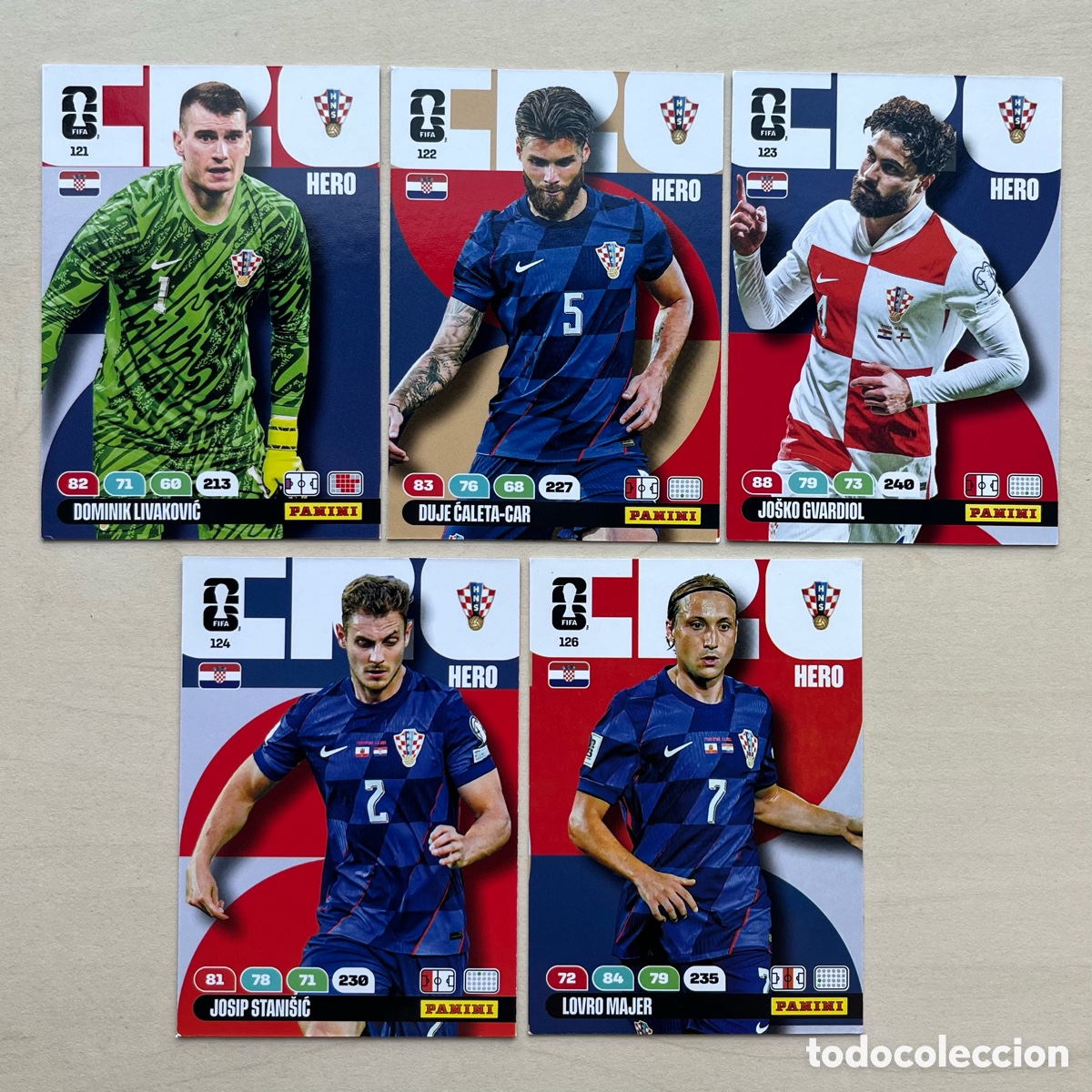 Cromos de f&uacute;tbol: Lote 5 cartas Croacia Adrenalyn XL Mundial 2026