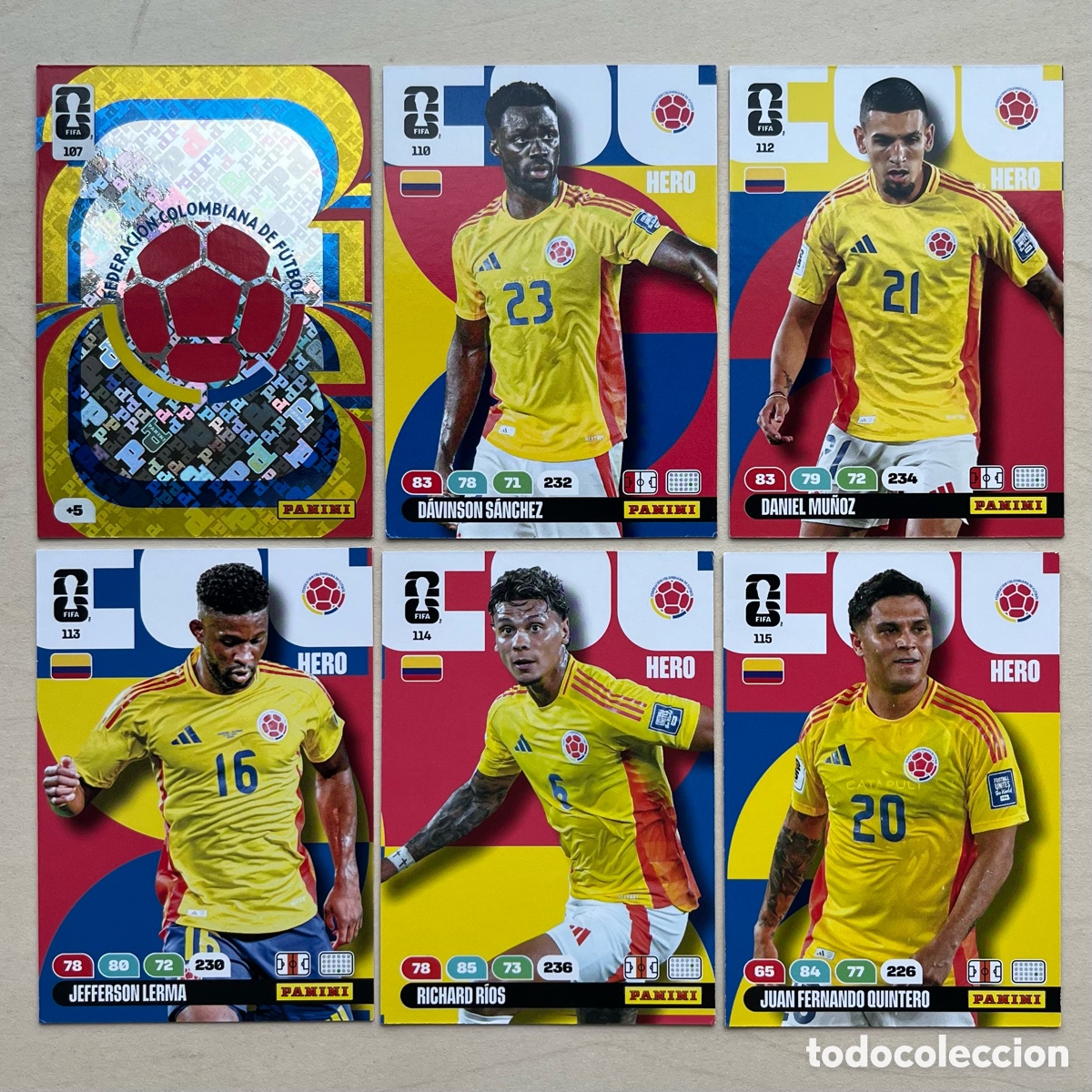 Cromos de f&uacute;tbol: Lote 6 cartas Colombia Adrenalyn XL Mundial 2026