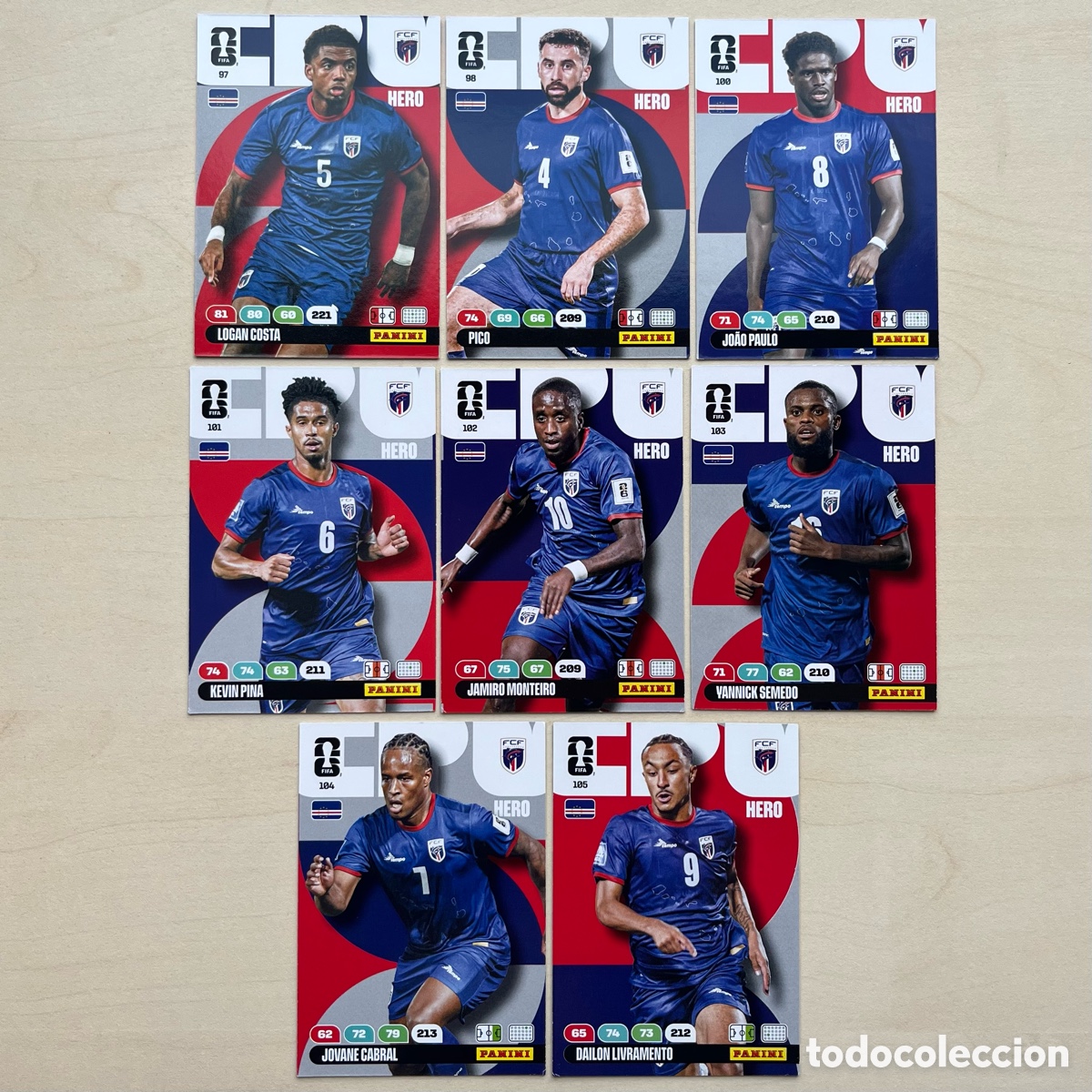 Cromos de f&uacute;tbol: Lote 8 cartas Cabo Verde Adrenalyn XL Mundial 2026