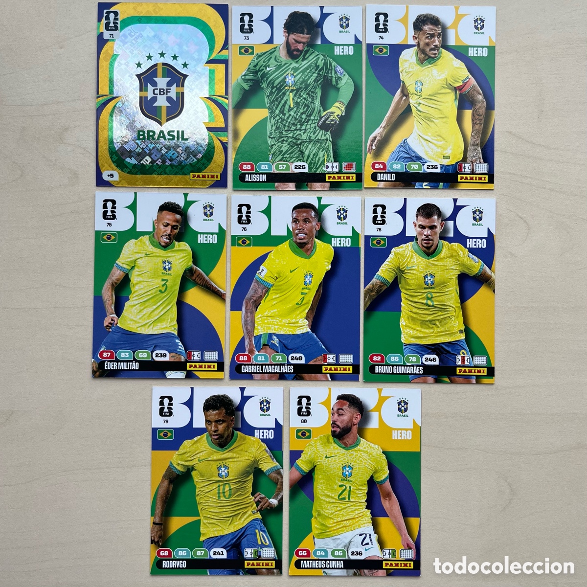 Cromos de f&uacute;tbol: Lote 8 cartas Brasil Adrenalyn XL Mundial 2026