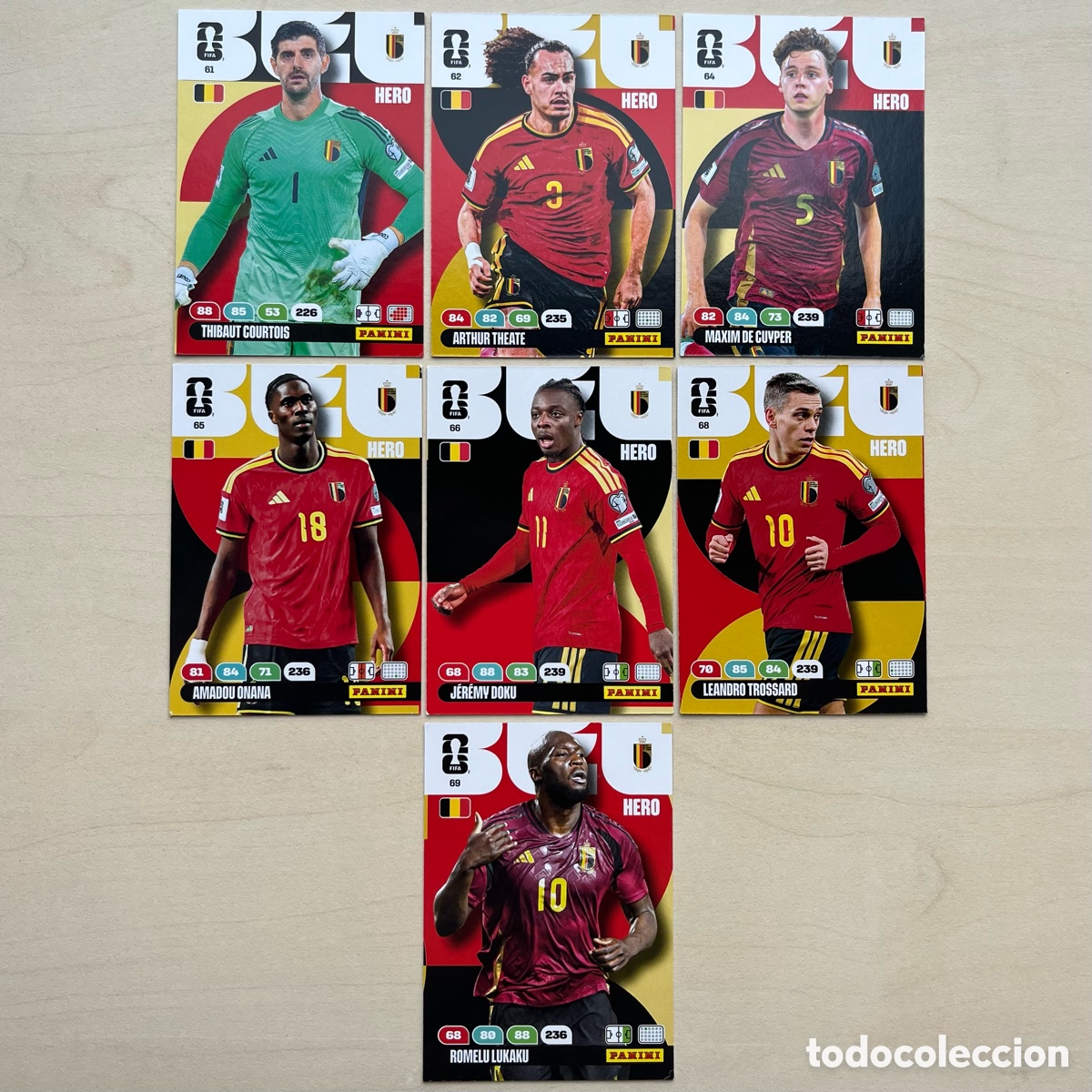 Football Stickers: Lote 7 cartas B&eacute;lgica Adrenalyn XL Mundial 2026