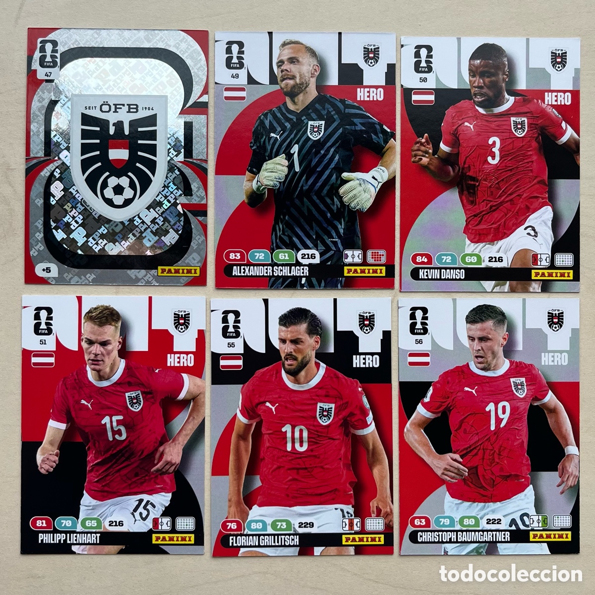 Football Stickers: Lote 6 cartas Austria Adrenalyn XL Mundial 2026