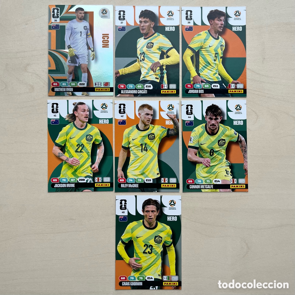 Football Stickers: Lote 7 cartas Australia Adrenalyn XL Mundial 2026