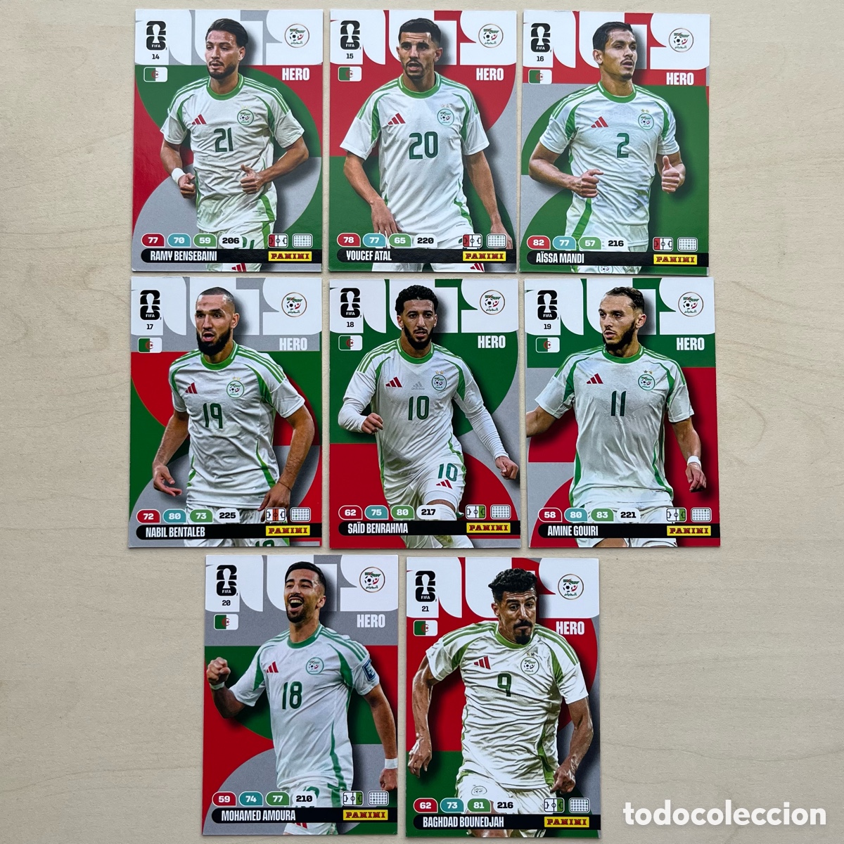 Cromos de f&uacute;tbol: Lote 8 cartas Argelia Adrenalyn XL Mundial 2026