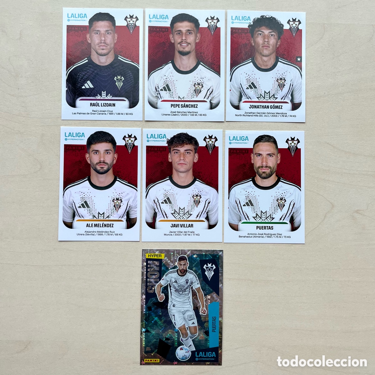 Fu&szlig;ball-Sticker: Lote 7 cartas Albacete Liga Hypermotion 2025-26