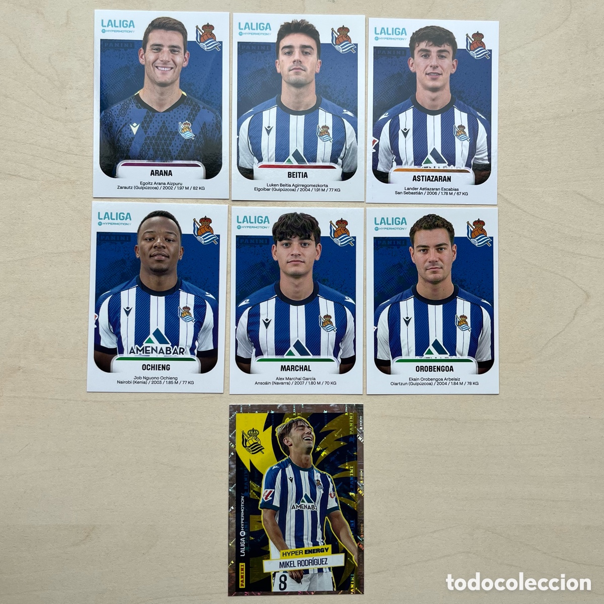 Cromos de f&uacute;tbol: Lote 7 cromos Real Sociedad B Liga Hypermotion 2025-26