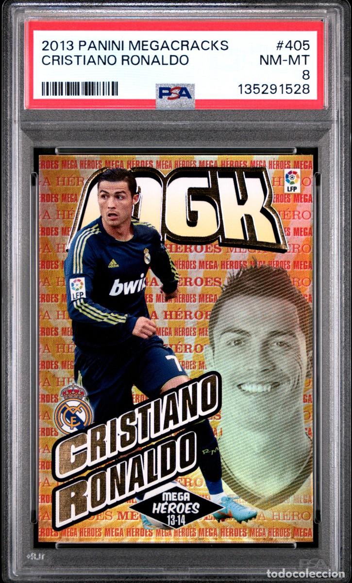 Fu&szlig;ball-Sticker: Cristiano Ronaldo #405 Panini Real Madrid Megacracks Mega Heroes 2013 14 PSA 8