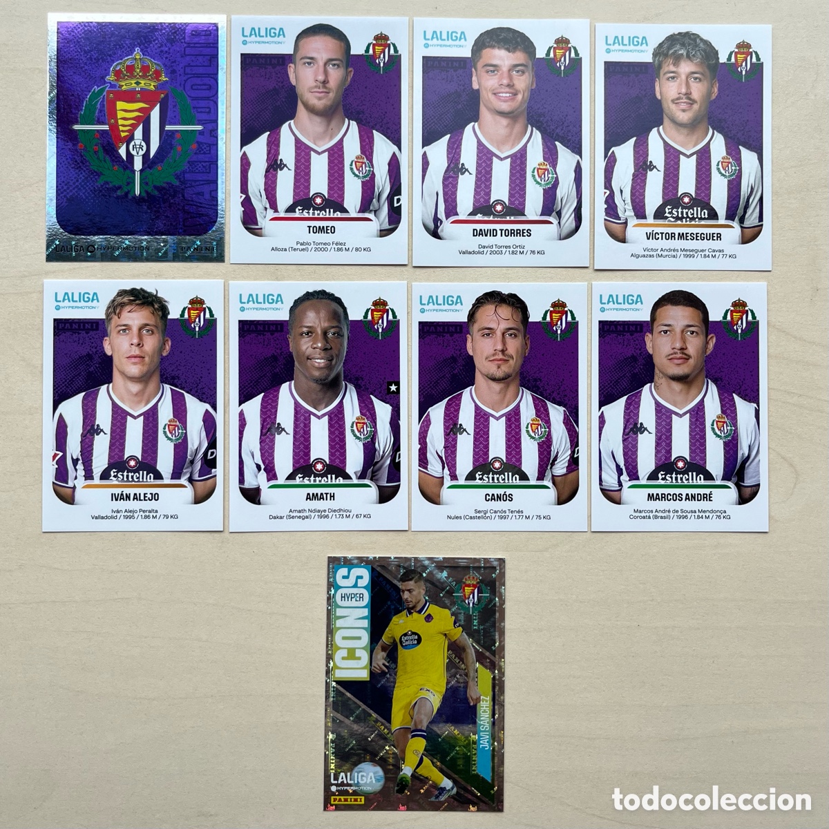 Cromos de f&uacute;tbol: Lote 9 cromos Real Valladolid Liga Hypermotion 2025-26