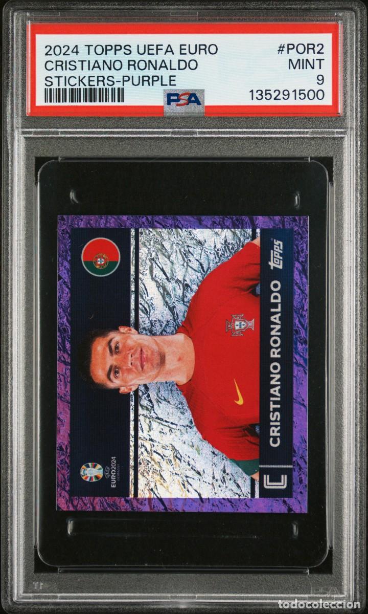 Figurine di Calcio: Cristiano Ronaldo #POR2 Portugal Topps Euro 2024 Stickers Purple PSA 9
