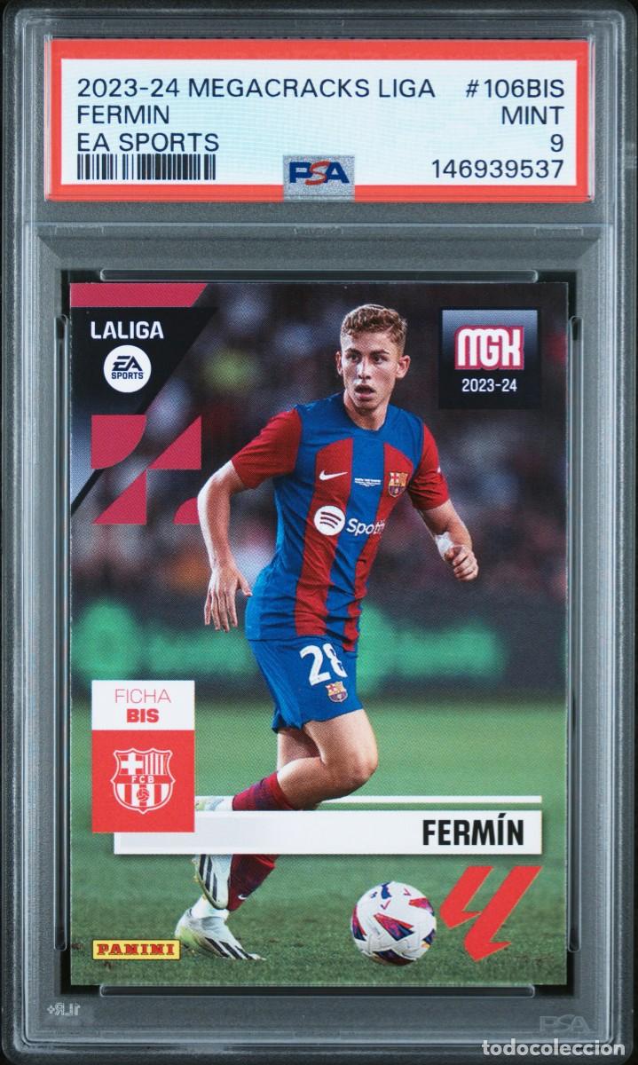 Cromos de f&uacute;tbol: Rookie Fermin Lopez #106BIS FC Barcelona Panini Megacracks 2023 24 PSA 9
