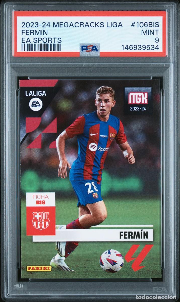Cromos de f&uacute;tbol: Rookie Fermin Lopez #106BIS FC Barcelona Panini Megacracks 2023 24 PSA 9
