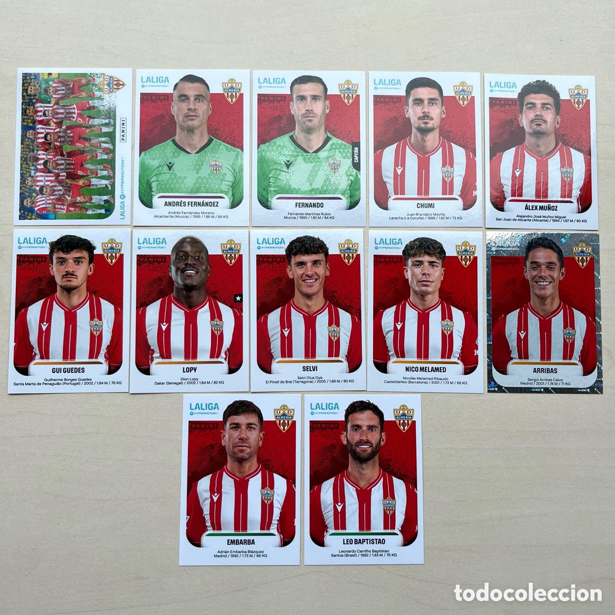 Cromos de Futebol: Lote 12 cromos Almer&iacute;a Liga Hypermotion 2025-26