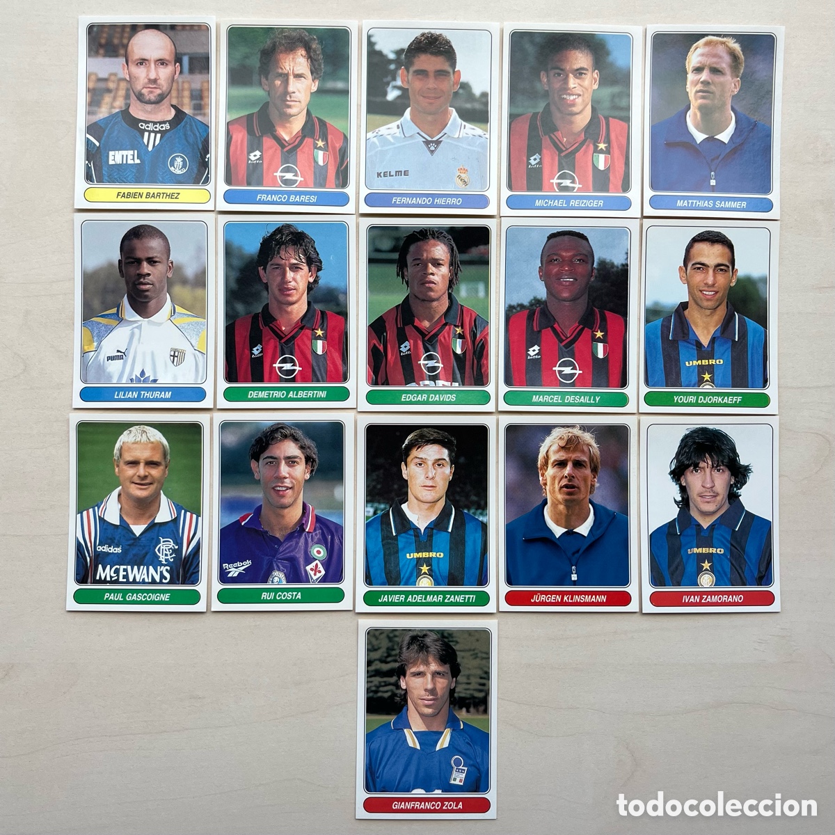 Fu&szlig;ball-Sticker: Lote 16 cromos Panini European Stars 1996-97