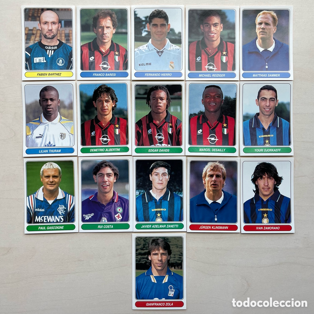 Cromos de Futebol: Lote 16 cromos Panini European Stars 1996-97