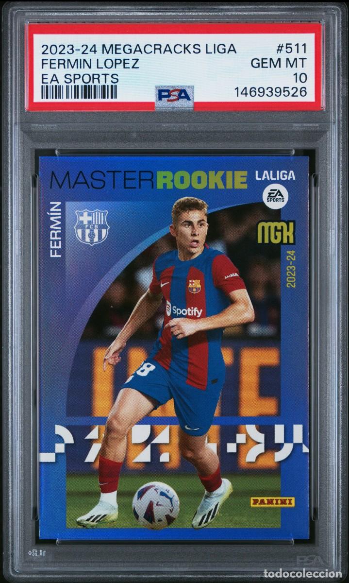 Cromos de f&uacute;tbol: Master Rookie Fermin Lopez #511 FC Barcelona Panini Megacracks 2023 24 PSA 10