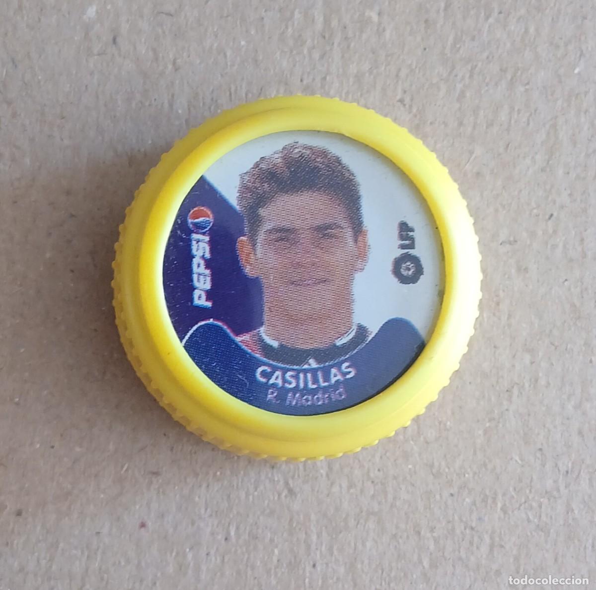 Cromos de f&uacute;tbol: TAP&Oacute;N CASILLAS REAL MADRID PEPSI COLA LFP 2001-2002. Buen estado.