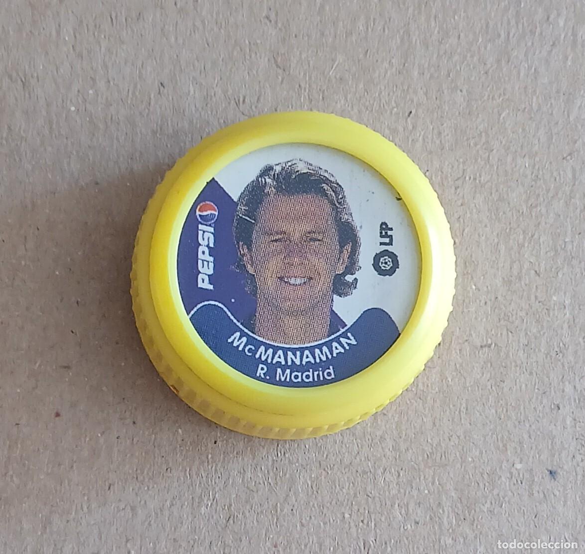 Cromos de f&uacute;tbol: TAP&Oacute;N Mc MANAMAN REAL MADRID PEPSI COLA LFP 2001-2002. Buen estado.