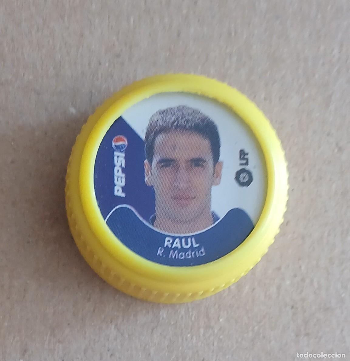 Cromos de f&uacute;tbol: TAP&Oacute;N RA&Uacute;L REAL MADRID PEPSI COLA LFP 2001-2002. Buen estado.