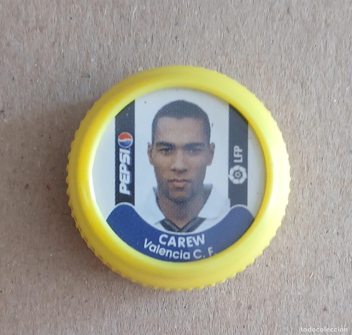 Cromos de Futebol: TAP&Oacute;N CAREW VALENCIA PEPSI COLA LFP 2001-2002. Buen estado.
