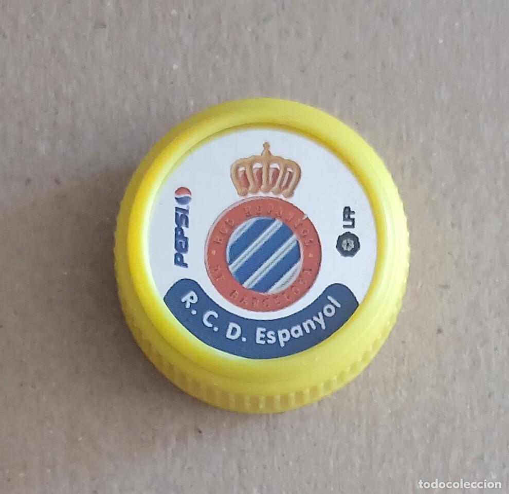 Cromos de Futebol: TAP&Oacute;N ESCUDO ESPANYOL PEPSI COLA LFP 2001-2002. Buen estado.