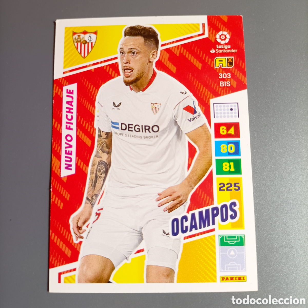 Cromos de f&uacute;tbol: ADRENALYN. LIGA 2022-2023 (ATL&Eacute;TICO) №303 BIS. OCAMPOS / NUEVO FICHAJE