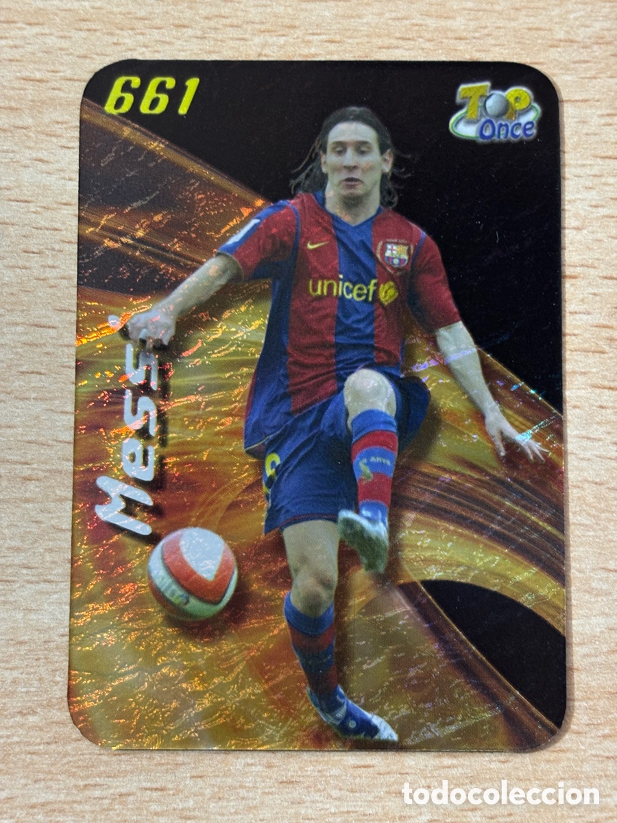 Cromos de f&uacute;tbol: # 661 Messi FC Barcelona Mundicromo 2008 Top 11 Versi&oacute;n brillo jaspeado