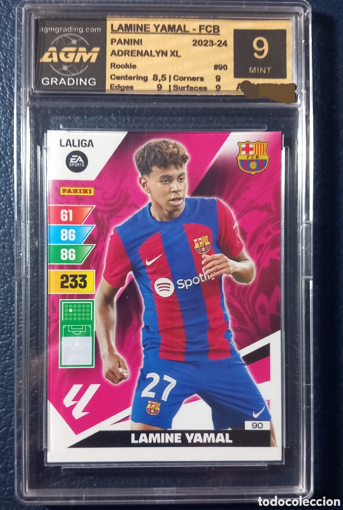 Cromos de f&uacute;tbol: LAMINE YAMAL ROOKIE ADRENALYN 2023 2024 GRADEADA 9