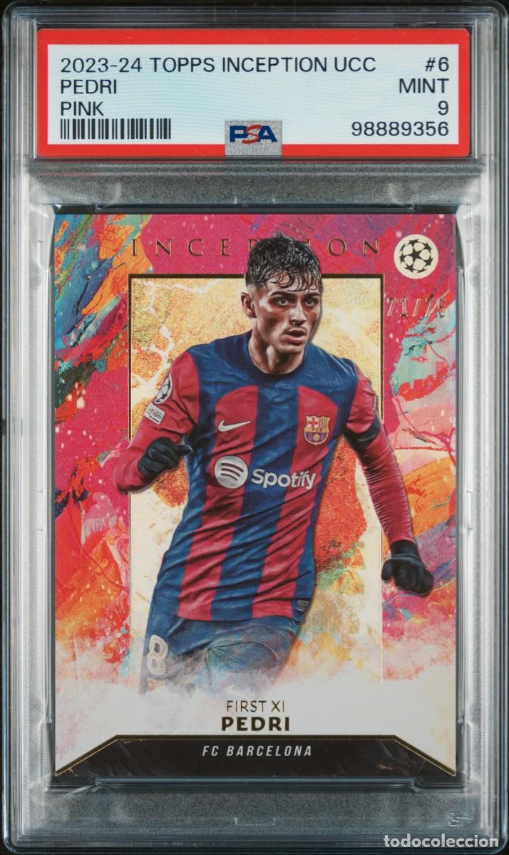 Cartes &agrave; collectionner de Football: Pedri 71/75 FC Barcelona Topps Inception UCC Pink 2023 24 PSA 9