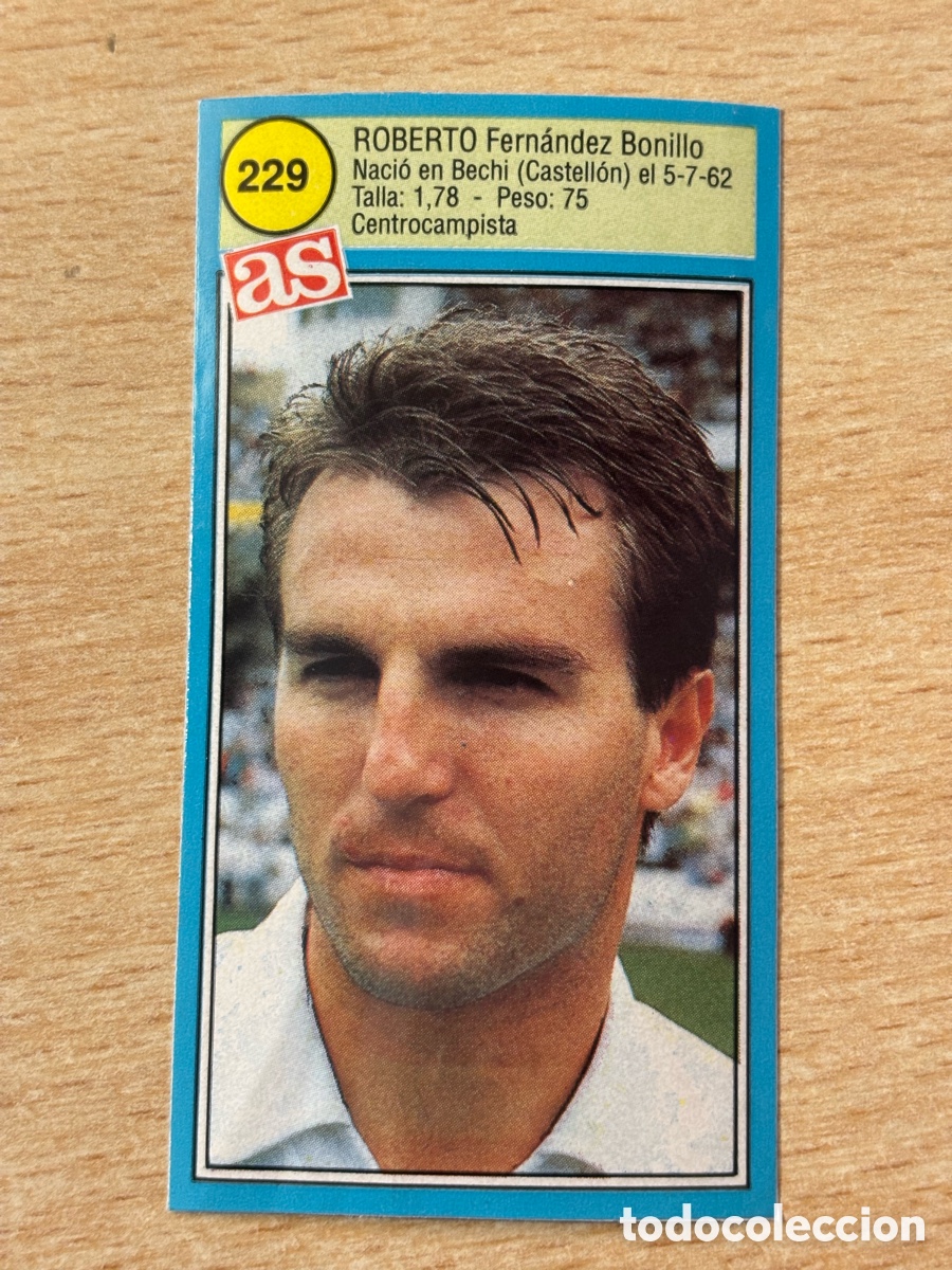 Cromos de f&uacute;tbol: # 229 Roberto Valencia CF Ases de la liga 90 91 sin pegar