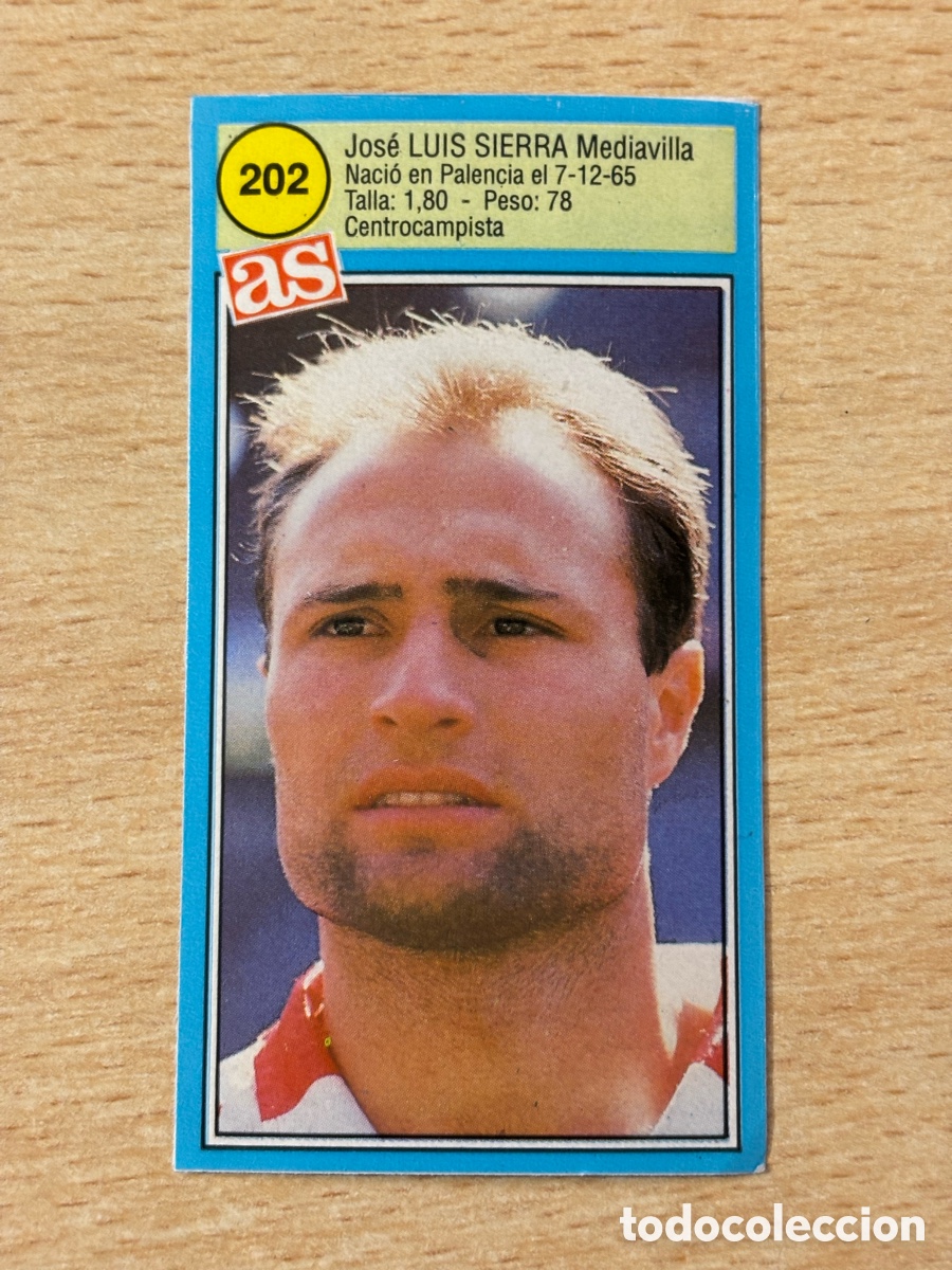 Football Stickers: # 202 Luis Sierra Sporting de Gij&oacute;n Ases de la liga 90 91 sin pegar
