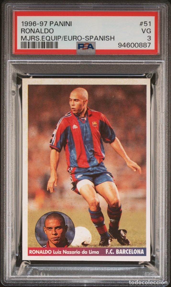Cromos de f&uacute;tbol: Rookie Ronaldo #51 FC Barcelona Panini Mejores Equipos Europa 1996 1997 PSA 3