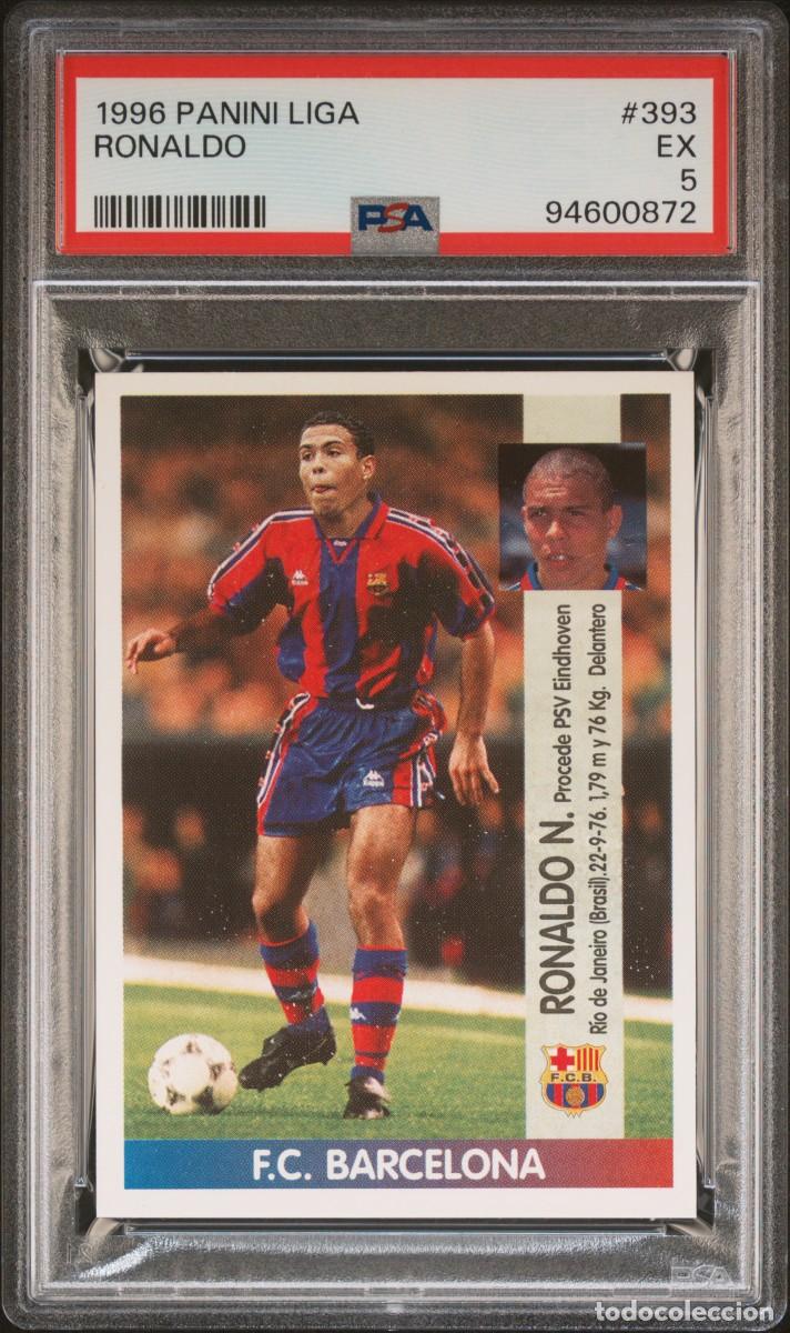 Fu&szlig;ball-Sticker: Rookie Ronaldo Nazario #393 FC Barcelona Panini Liga 1996 97 PSA 5