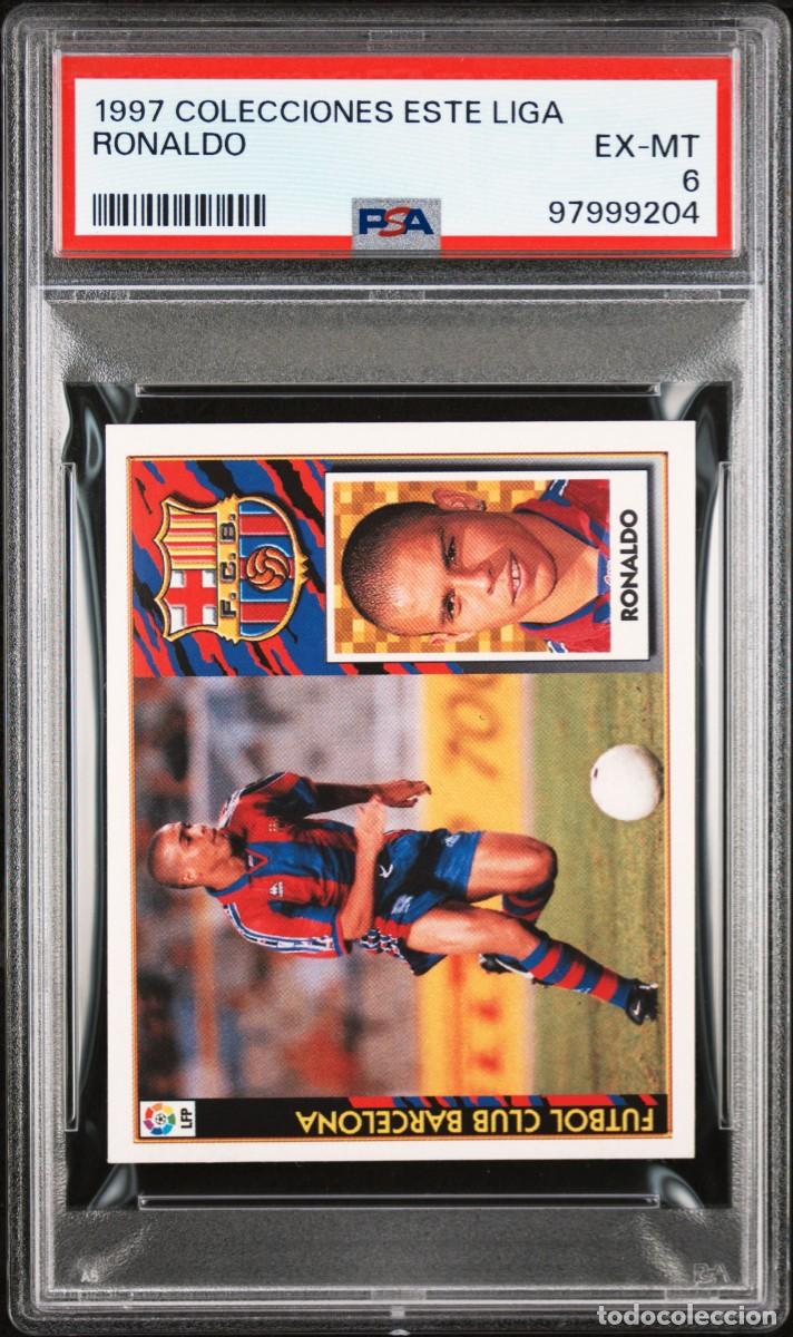Cromos de f&uacute;tbol: Ronaldo FC Barcelona Colecciones Este 1997 1998 PSA 6