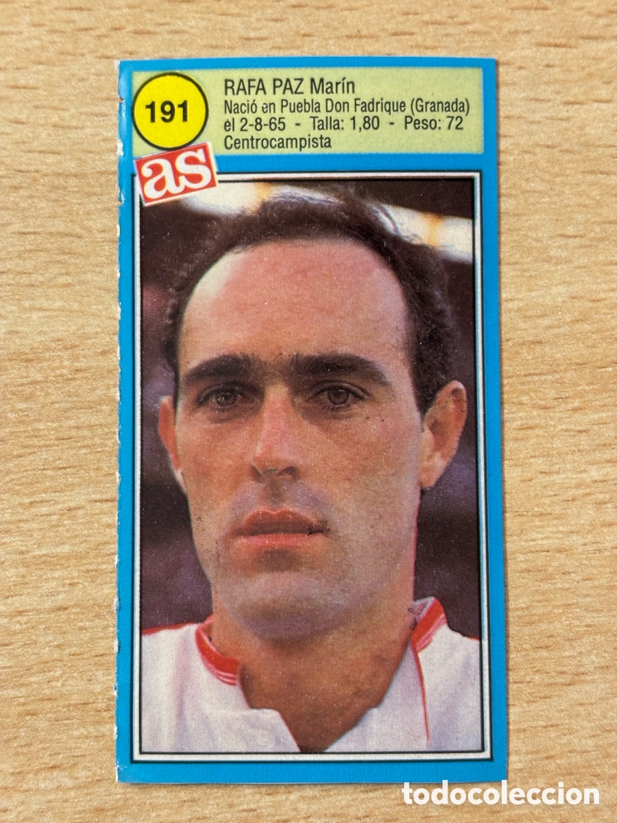 Cromos de f&uacute;tbol: # 191 Rafa Paz Sevilla FC Ases de la liga 90 91 sin pegar