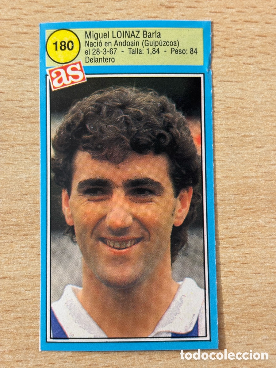 Football Stickers: # 180 Loinaz Real Sociedad Ases de la liga 90 91 sin pegar