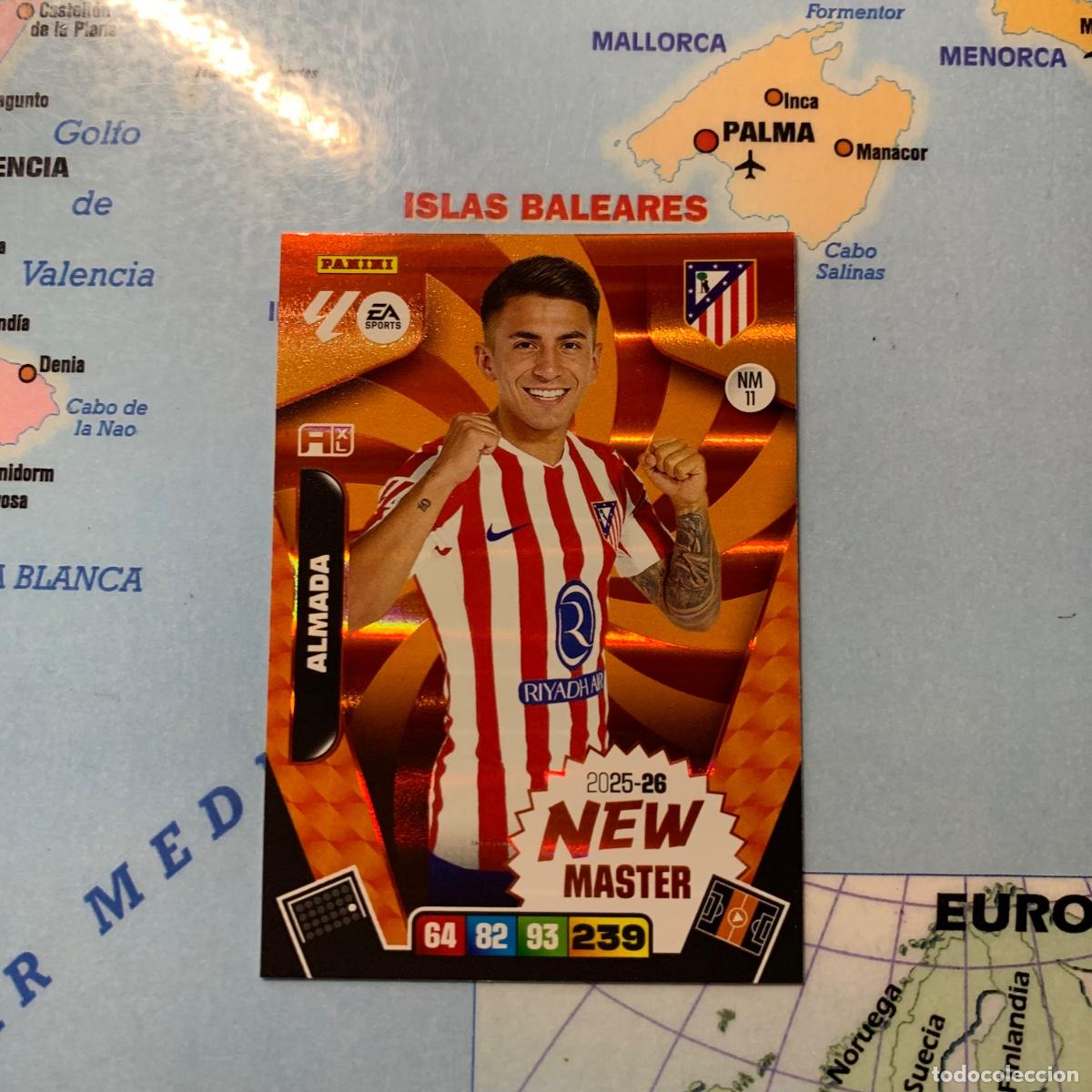 Cromos de f&uacute;tbol: Almada New Master n&uacute;mero 11 del Atl&eacute;tico de Madrid cromo adrenalyn XL 25-26 2025-2026