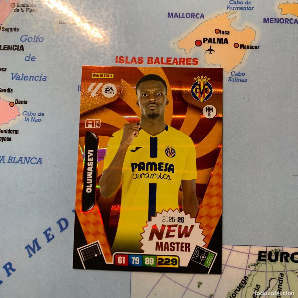 Cromos de f&uacute;tbol: Oluwaseyi New Master n&uacute;mero 15 del Villarreal cromo adrenalyn XL 25-26 2025-2026