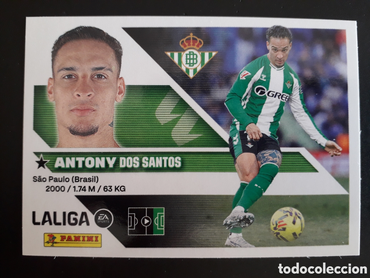 Cromos de f&uacute;tbol: ANTONY, BETIS N&deg; 18 ED ESTE 2026 2027 26 27 SIN PEGAR PEDIDO M&Iacute;NIMO 3&euro;.