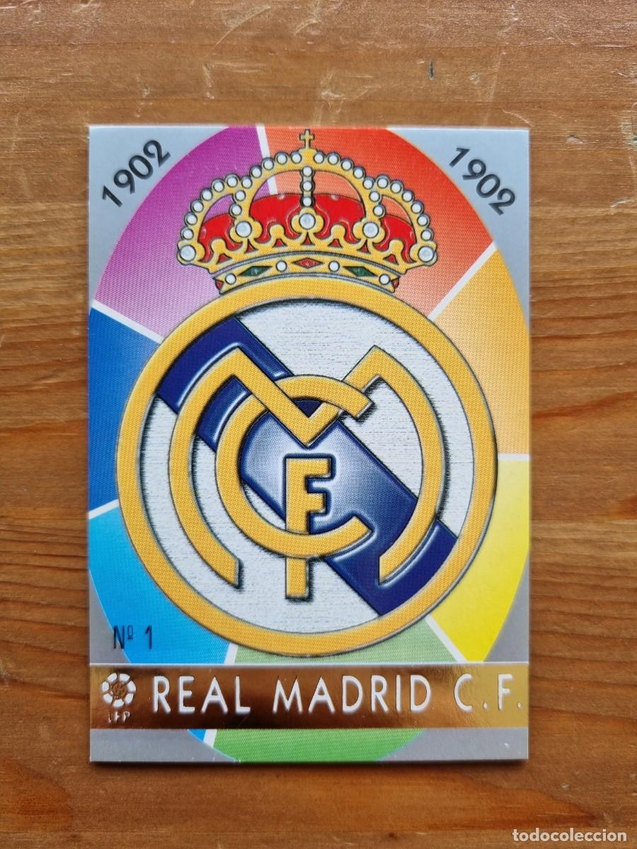 Cromos de f&uacute;tbol: 1 ESCUDO (Real Madrid CF) CORREGIDO. Las Fichas de la Liga 1997 1998 97 98 (Mundicromo)