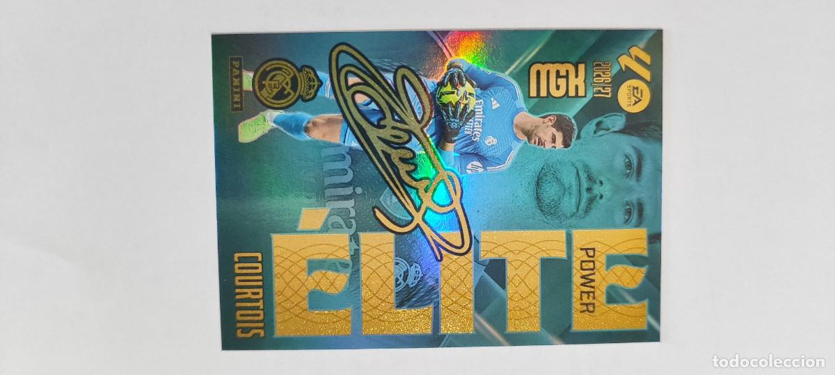 Cromos de f&uacute;tbol: MEGACRACKS 26/27 CARD ELITE POWER COURTOIS REAL MADRID FIRMADA # P4 PANINI