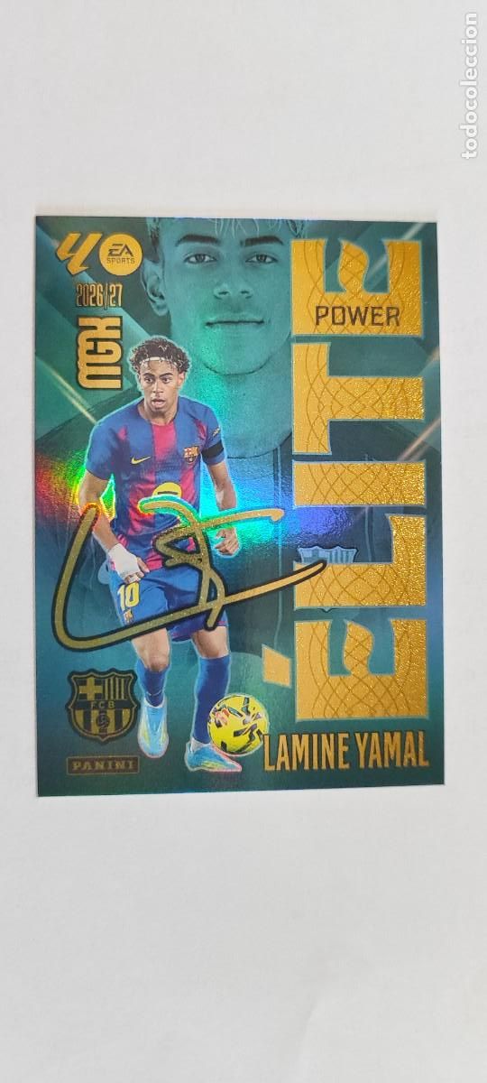 Fu&szlig;ball-Sticker: MEGACRACKS 26/27 CARD ELITE POWER LAMINE YAMAL FC BARCELONA FIRMADA # P9 PANINI