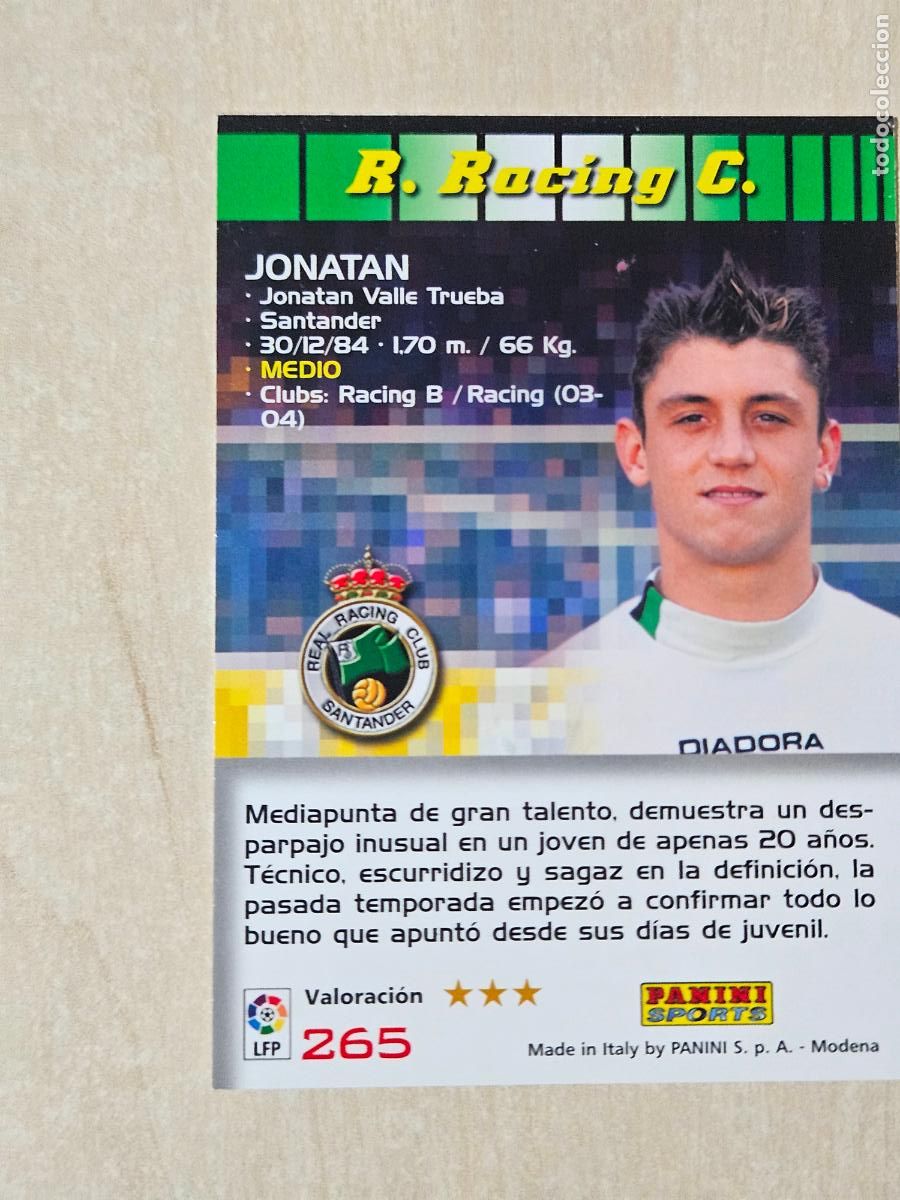 Cromos de f&uacute;tbol: CROMO N&ordm; 265 JONATAN - MEGACRACKS 2004 05 - RACING DE SANTANDER