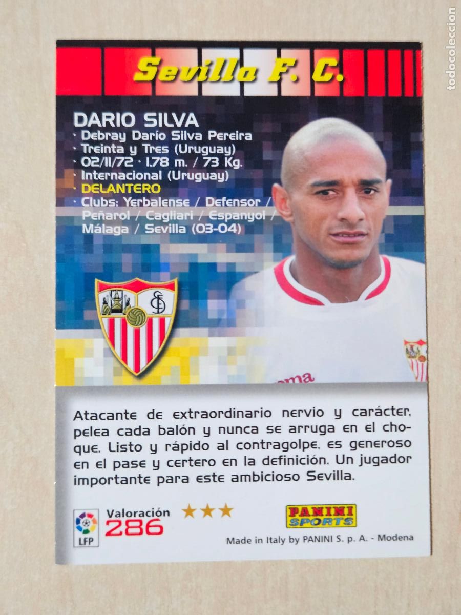 Cromos de f&uacute;tbol: CROMO N&ordm; 286 DARIO SILVA - MEGACRACKS 2004 05 - SEVILLA